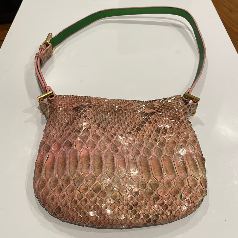 Mini Baby Pink Python-Textured Shoulder Bag - Claudia Ciuti